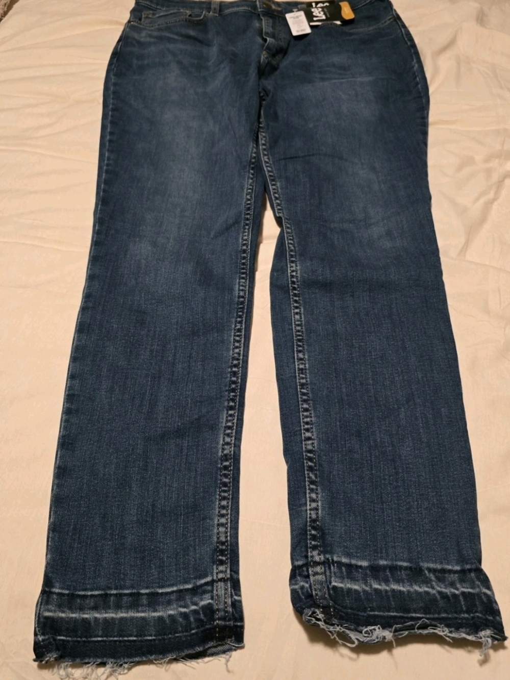 NWT Lee Heritage Breeze High Rise Skinny Jeans Frayed Hem Curvy Medium Wash 16W